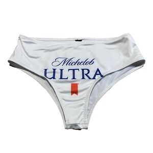 Bikini Bottom Michelob Ultra Women Size Medium White Blue Logo